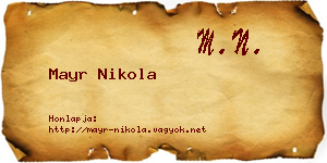 Mayr Nikola névjegykártya